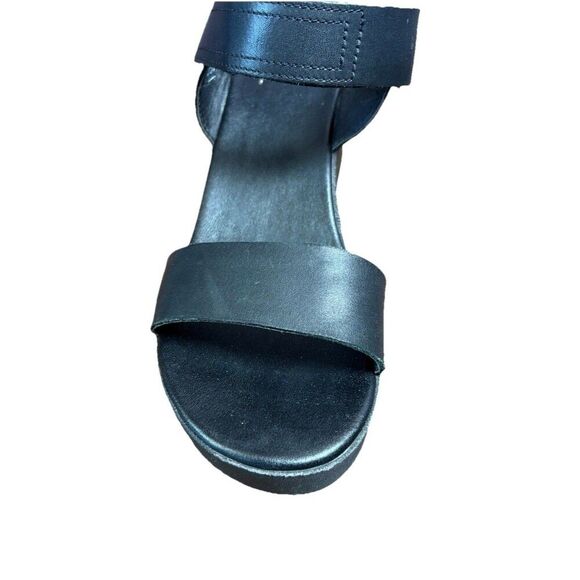 Sorel Cameron Wedge Sandal Women’s Size 10 Black Leather Classic Espadrille - Picture 3 of 12